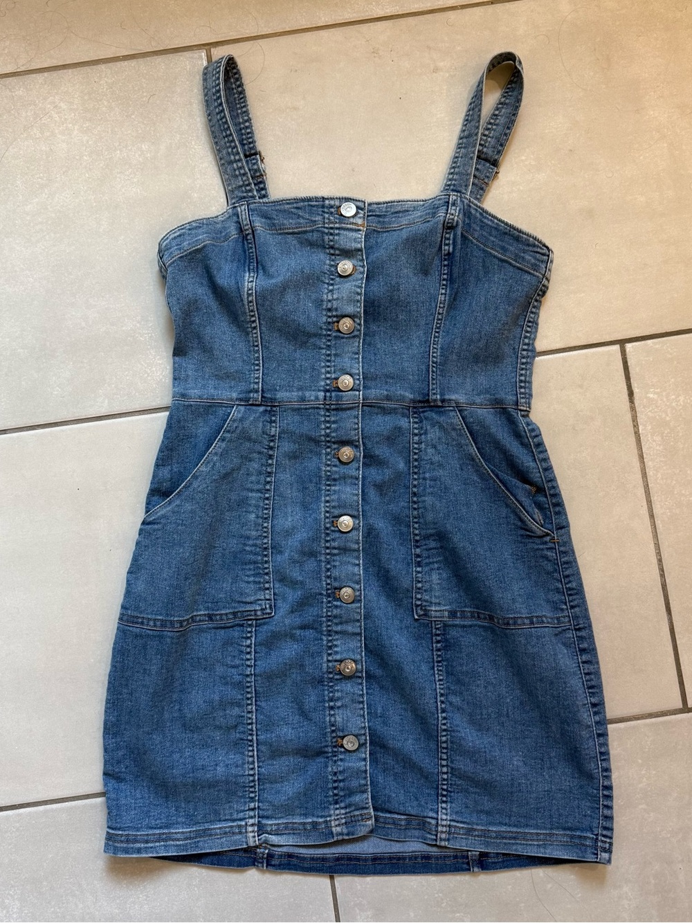 Divided Denim Button-Front Mini Dress in Blue